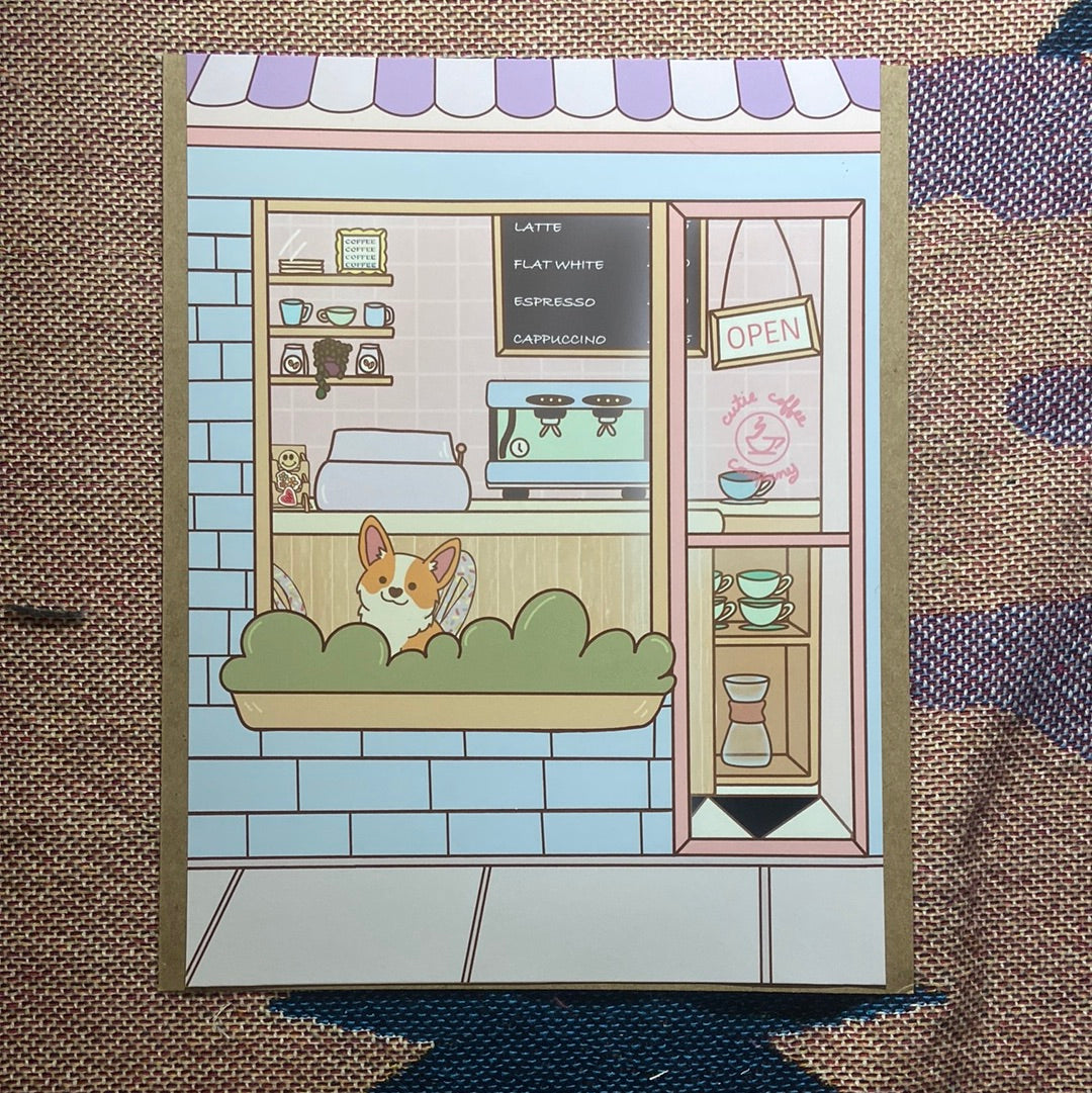 Corgi Cafe - Art Print