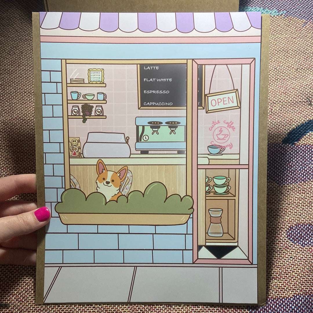Corgi Cafe - Art Print