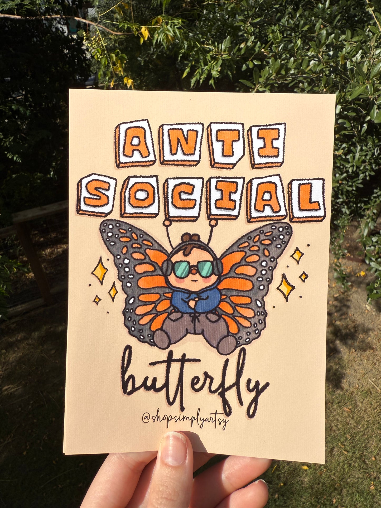 Anti-social butterfly🦋- art print