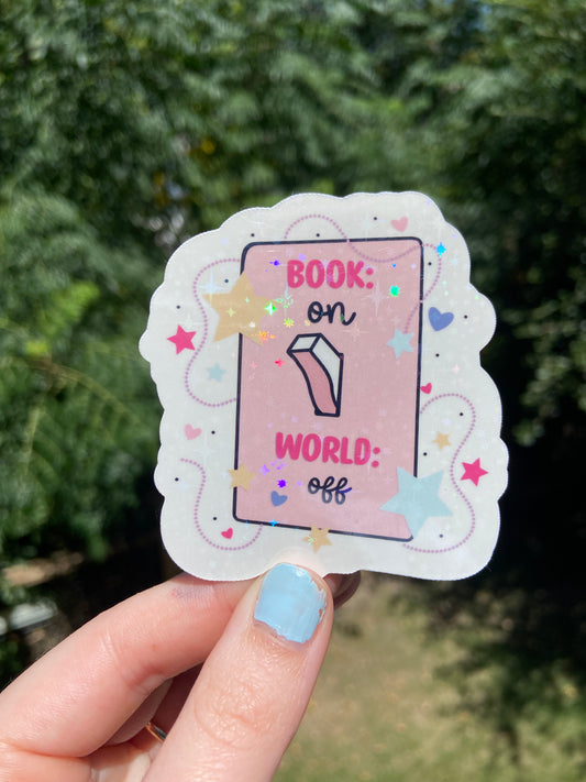 “Book:On World:Off” - Holographic sticker