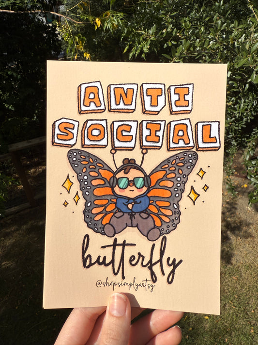 Anti-social butterfly🦋- art print